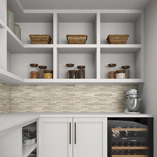 Beige Taupe - 12x11 Raine Random Pattern Linear Mosaic Mixed-Material Polished Smooth Marble Tile