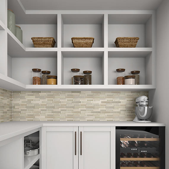 12x11 Raine Random Pattern Linear Mosaic Mixed-Color Polished Smooth Marble Tile Beige Taupe