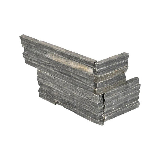 6x18 Charcoal Natural-Look Matte Textured Marble Stone Corner