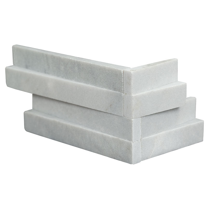 6x18 Cosmic Corner Natural-Look Matte Textured Marble Tile Light Gray