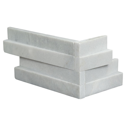 6x18 Cosmic Corner Natural-Look Matte Textured Marble Tile Light Gray