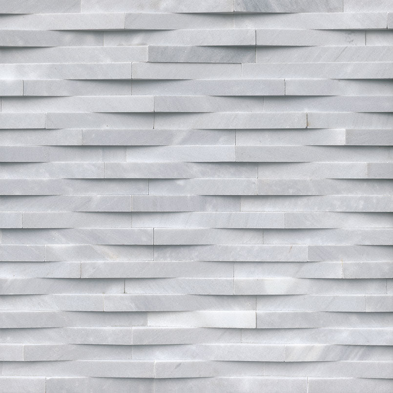 3D-Geometric Wavy Natural-Look Matte Split-Face Marble Tile Ice Gray