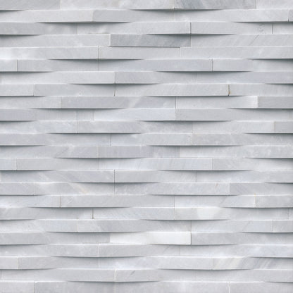 3D-Geometric Wavy Natural-Look Matte Split-Face Marble Tile Ice Gray