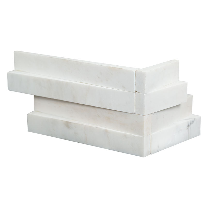 6x18 Cosmic Corner Natural-Look Matte Textured Marble Tile Soft White