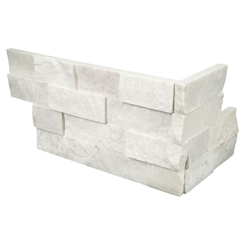 6x18 Cosmic Corner Natural-Look Matte Textured Marble Tile White Stone