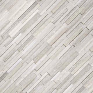 Soft White - 6x24 Gray Stone-Look Matte Smooth Marble Tile