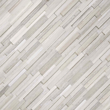 6x24 Gray Stone-Look Matte Smooth Marble Tile Soft White