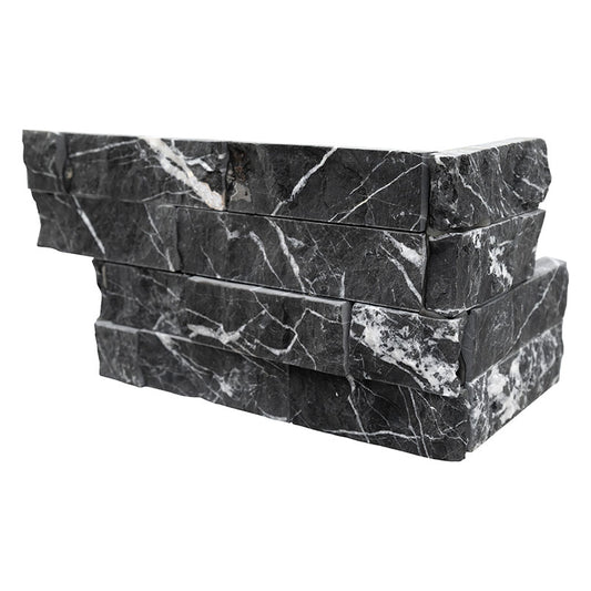 6x18 Marquina Natural-Look Matte Textured Marble Tile Charcoal Black