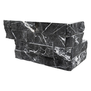 Charcoal Black - 6x18 Marquina Natural-Look Matte Textured Marble Tile