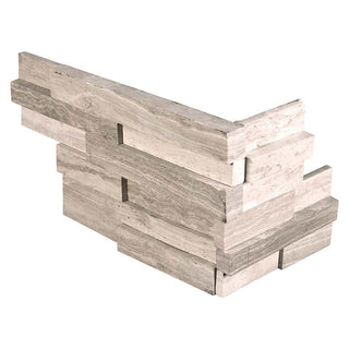 6x18 Oak Stacked Natural-Look Honed Split-Face Marble Corner Tile