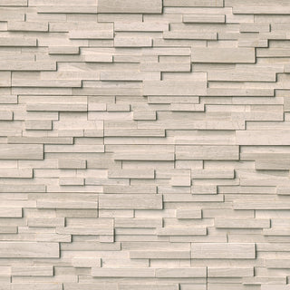 Light Beige - 6x24 Oak Stacked Natural-Look Honed Split-Face Marble Tile
