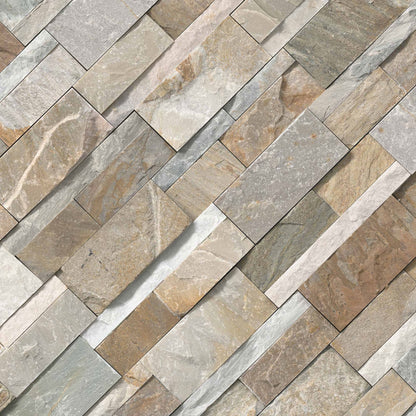 9x24 Golden Stacked Natural-Look Matte Textured Quartzite Tile Warm Beige