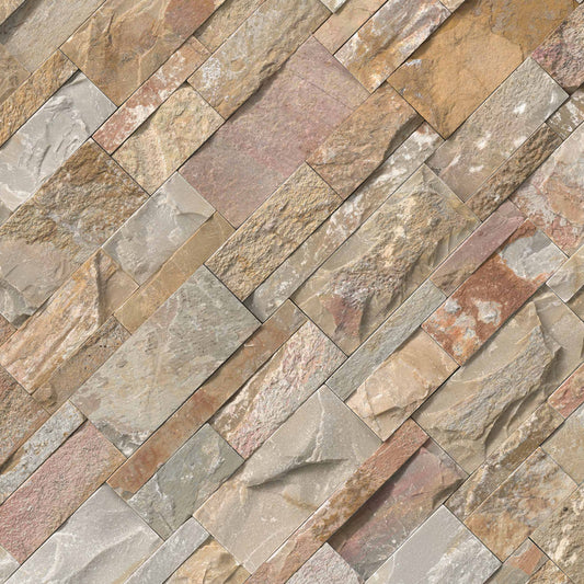 9x24 Golden Thick Natural-Look Matte Split-Face Quartzite Tile