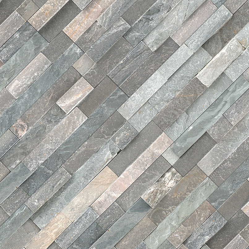 6x24 Sierra Stone-Look Matte Textured Quartzite Tile Blue Grey