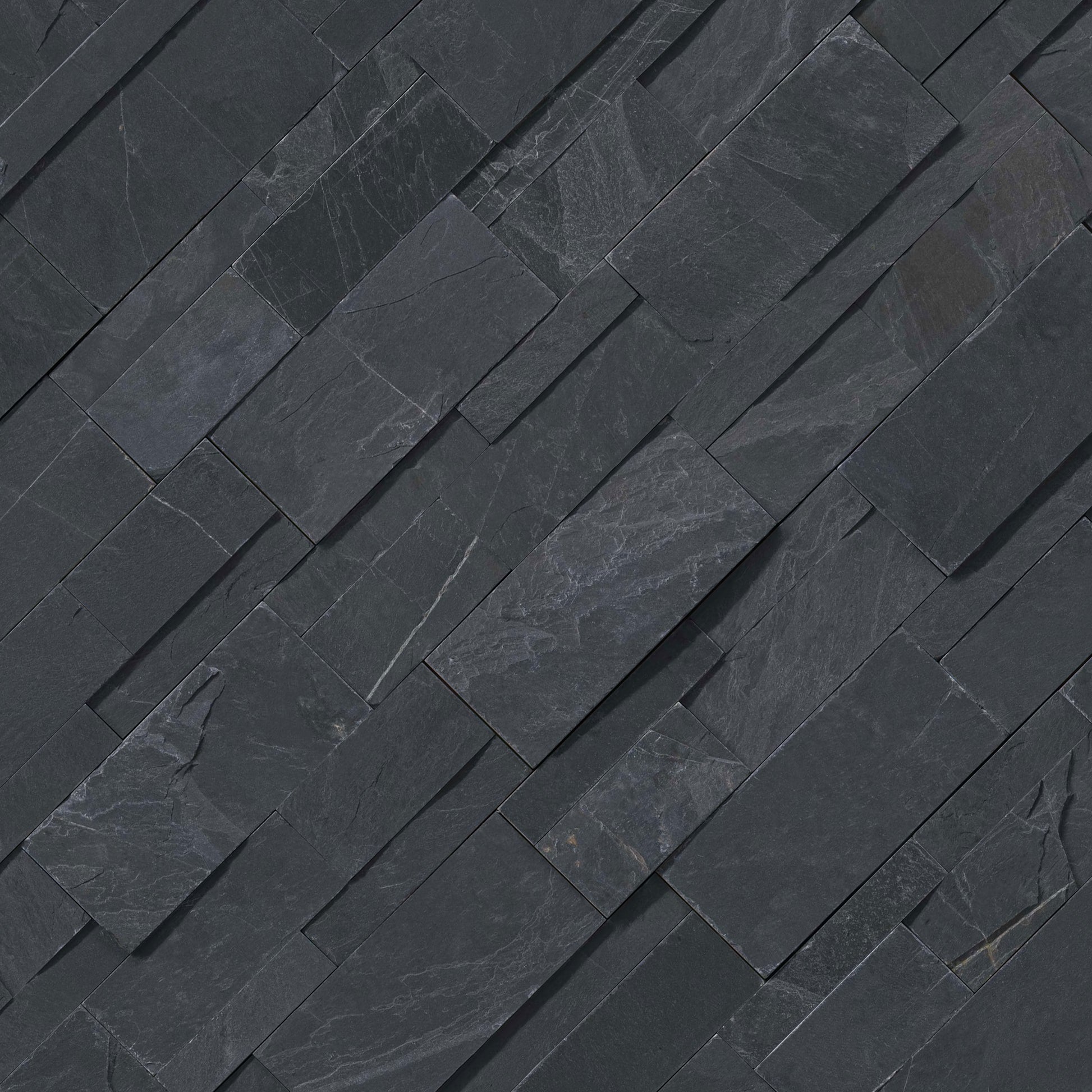9x24 Premium Natural-Look Matte Textured Slate Tile Gray Black
