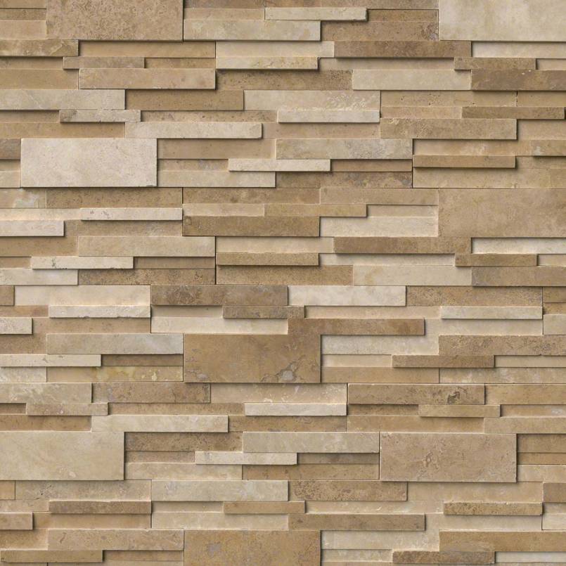 6x24 Rockmount Mosaic Natural-Look Honed Split-Face Travertine Tile Beige Tan
