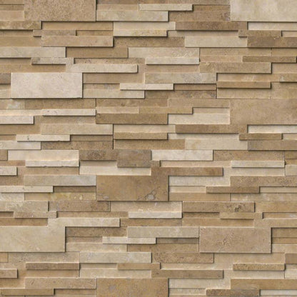 6x24 Rockmount Mosaic Natural-Look Honed Split-Face Travertine Tile Beige Tan