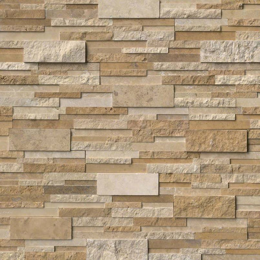6x24 Rockmount Mosaic Natural-Look Matte Split-Face Travertine Tile