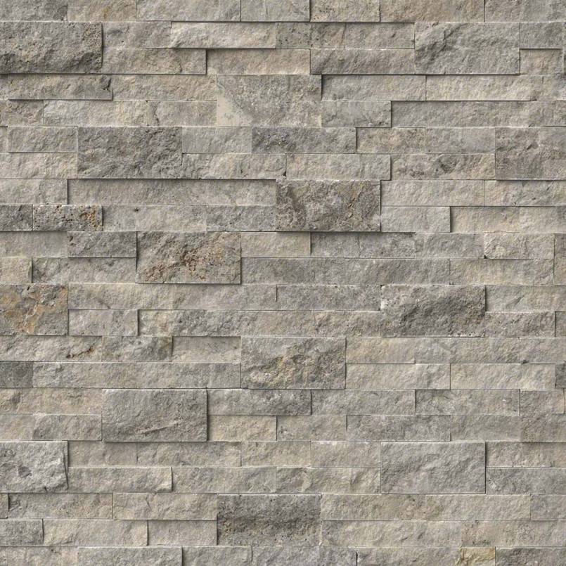 6x24 Silver Stone-Look Matte Textured Travertine Tile Warm Grey