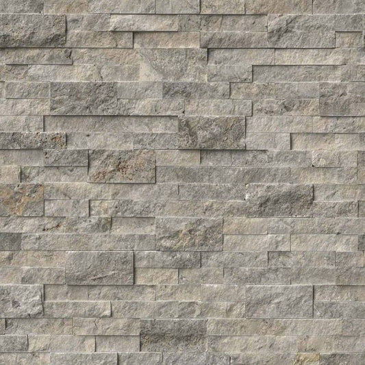 6x24 Silver Stone-Look Matte Textured Travertine Tile