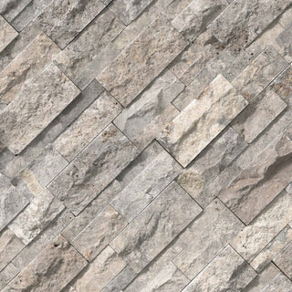 Light Grey - 9x24 Silver Natural-Look Matte Textured Travertine Tile
