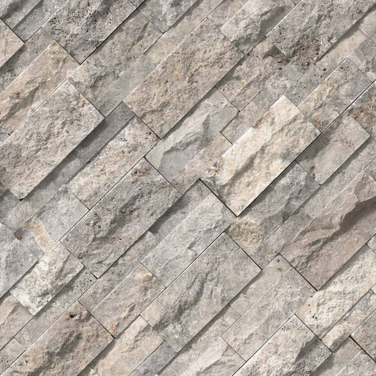 9x24 Silver Natural-Look Matte Textured Travertine Tile