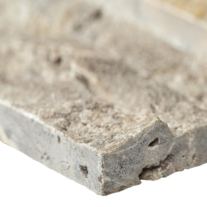 9x24 Silver Natural-Look Matte Textured Travertine Tile Light Grey
