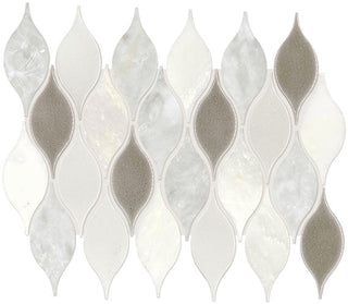 11x13 Decorative Accents Leaf Linear Mosaic Mixed-Material Look Polished Smooth Marble Tile