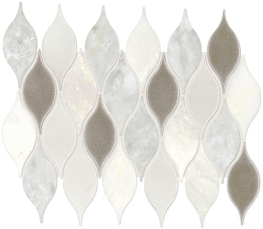 2x3 Decorative Accents Leaf Linear  Mosaic Mixed-Material Look Polished Smooth Marble Tile Cream Blend
