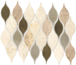 11x13 Decorative Accents Leaf Linear Mosaic Mixed-Material Look Polished Smooth Marble Tile