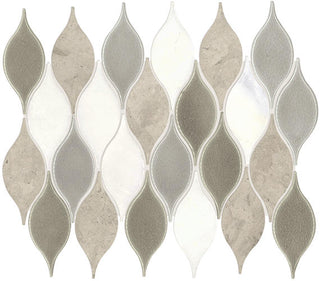 11x13 Decorative Accents Leaf Linear Mosaic Mixed-Material Look Polished Smooth Marble Tile