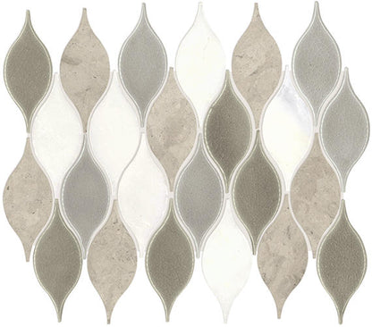 2x3 Decorative Accents Leaf Linear  Mosaic Mixed-Material Look Polished Smooth Marble Tile Neutral Taupe