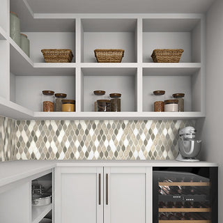 Neutral Taupe - 11x13 Decorative Accents Leaf Linear Mosaic Mixed-Material Look Polished Smooth Marble Tile