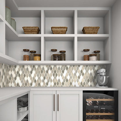 2x3 Decorative Accents Leaf Linear  Mosaic Mixed-Material Look Polished Smooth Marble Tile Neutral Taupe