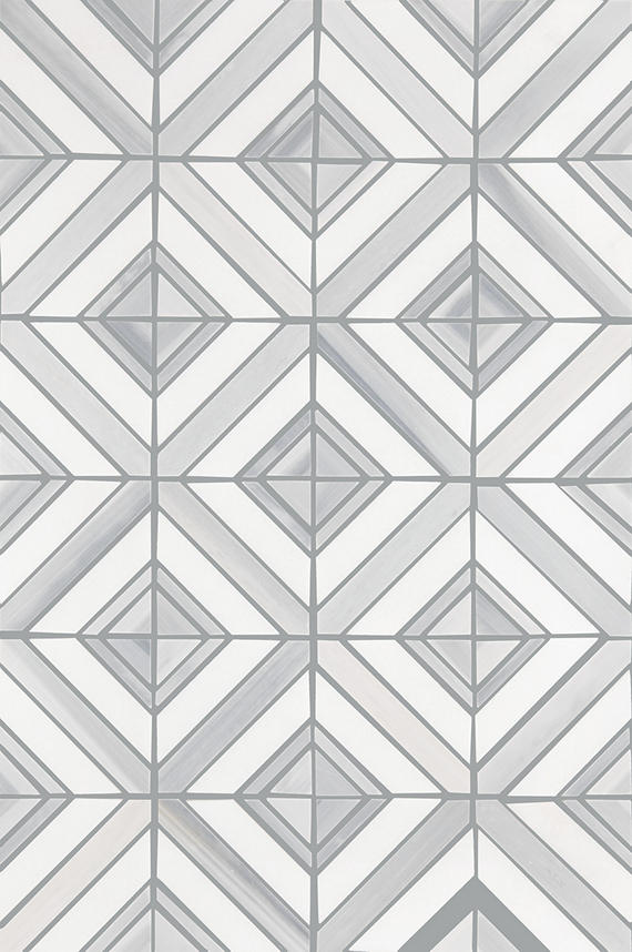 12x18 Perfit Mosaix Diamond Subway Pattern Grid Mosaic Marble-Look Polished Smooth Stone Tile Silver Gray