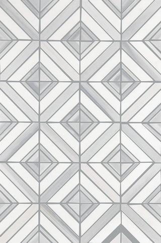 Silver Gray - 12x18 Perfit Mosaix Diamond Subway Pattern Grid Mosaic Marble-Look Polished Smooth Stone Tile