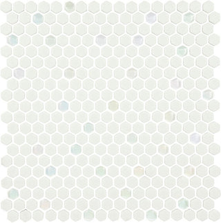 Ice White - 12x12 Stagecraft Hexagon Mosaic Mixed-Color Matte Smooth Glass Tile