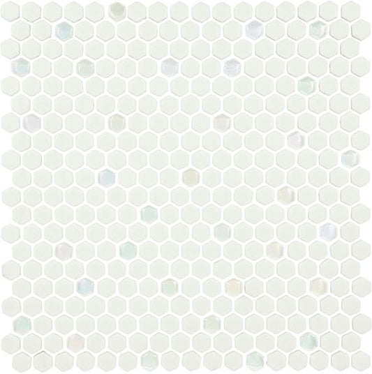 12x12 Stagecraft Hexagon Mosaic Mixed-Color Matte Smooth Glass Tile