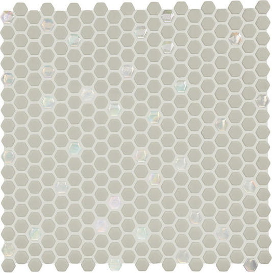 12x12 Stagecraft Hexagon  Mosaic Solid-Color Matte Smooth Glass Tile Warm Taupe