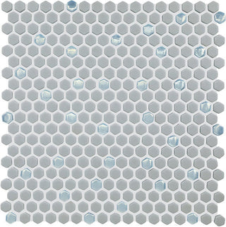 12x12 Stagecraft Hexagon Mosaic Mixed-Color Matte Smooth Glass Tile