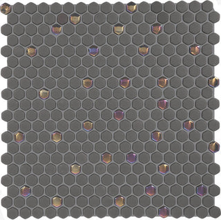 12x12 Stagecraft Hexagon Mosaic Mixed-Color Matte Smooth Glass Tile