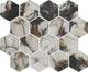 3 Foyer Multi-Polygon  Mosaic Marble-Look Polished Smooth Porcelain Tile Black Gold