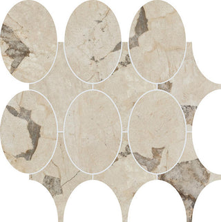 14x14 Savoir Circle Medium Veining Mosaic Marble-Look Polished Smooth Porcelain Tile