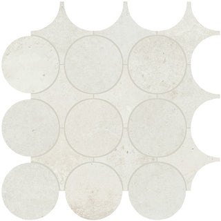 White - 14x14 Rekindle Circle Mosaic Concrete-Look Matte Smooth Porcelain Tile