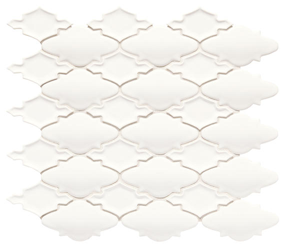 12x14 Serliana Arabesque Moroccan  Mosaic Solid-Color Matte Smooth Porcelain Tile Pure White