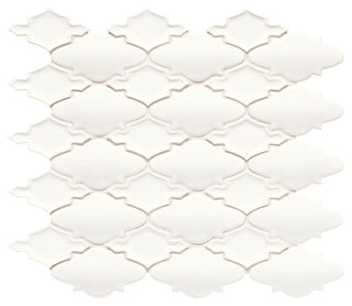 Pure White - 12x14 Serliana Arabesque Moroccan Mosaic Solid-Color Matte Smooth Porcelain Tile
