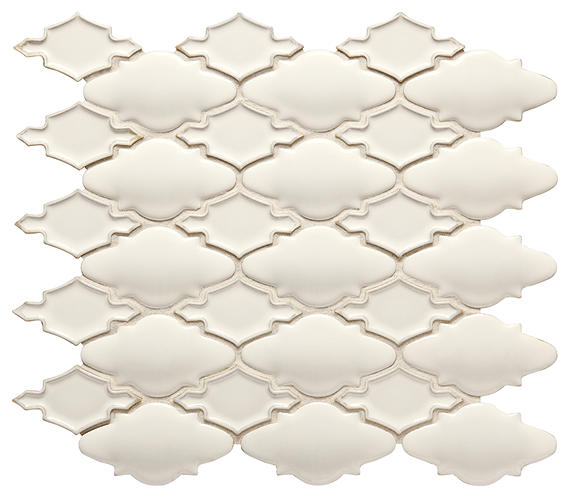 12x14 Serliana Arabesque Moroccan  Mosaic Solid-Color Matte Smooth Porcelain Tile Off White