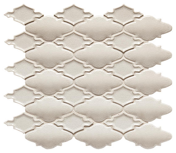12x14 Serliana Arabesque Moroccan  Mosaic Solid-Color Matte Smooth Porcelain Tile Light Gray
