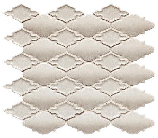 12x14 Serliana Arabesque Moroccan  Mosaic Solid-Color Matte Smooth Porcelain Tile Light Gray