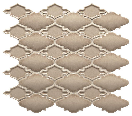 12x14 Serliana Arabesque Moroccan  Mosaic Solid-Color Matte Smooth Porcelain Tile Dark Tan